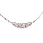 Estate:  14K White Gold Diamond Omega Necklace